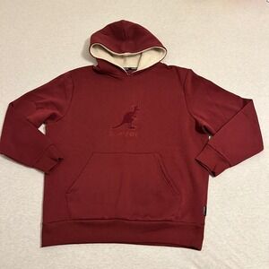 Kangol‎ Sherpa Lined Hoodie Burgundy Kangaroo Logo Men's TG XL